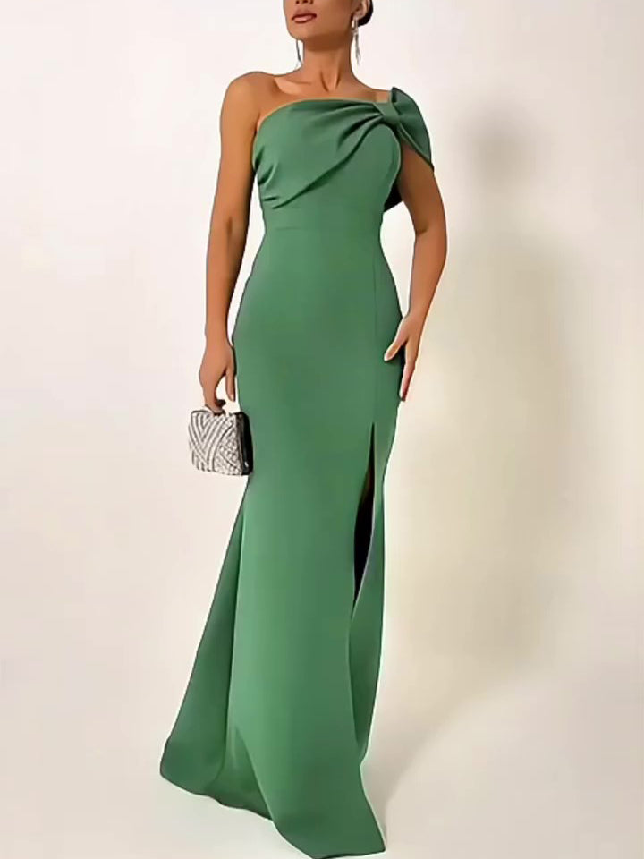 EmeraldGrace™ Bow Tube Evening Dress