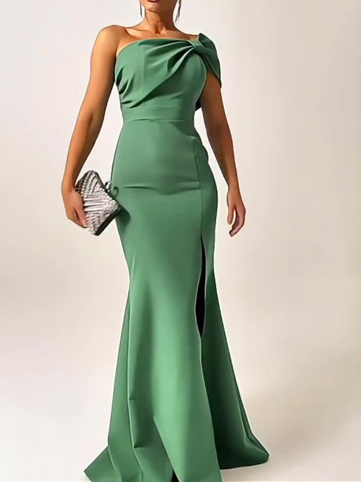 EmeraldGrace™ Bow Tube Evening Dress