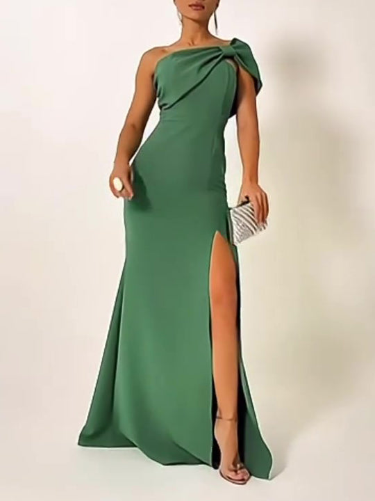 EmeraldGrace™ Bow Tube Evening Dress